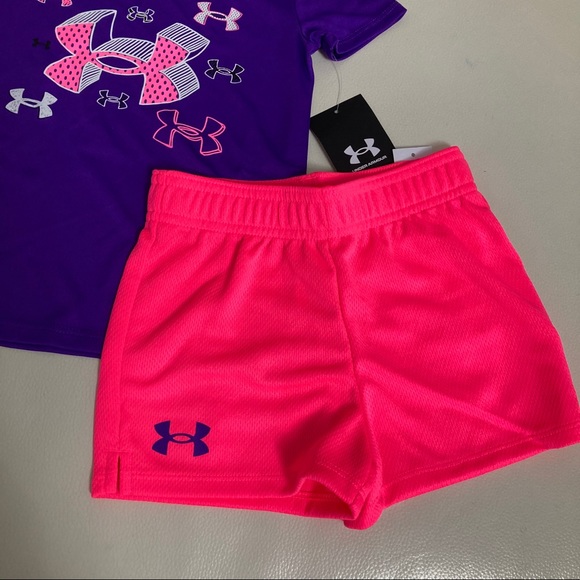 Under Armour cute pink purple shorts set - Picture 3 of 6